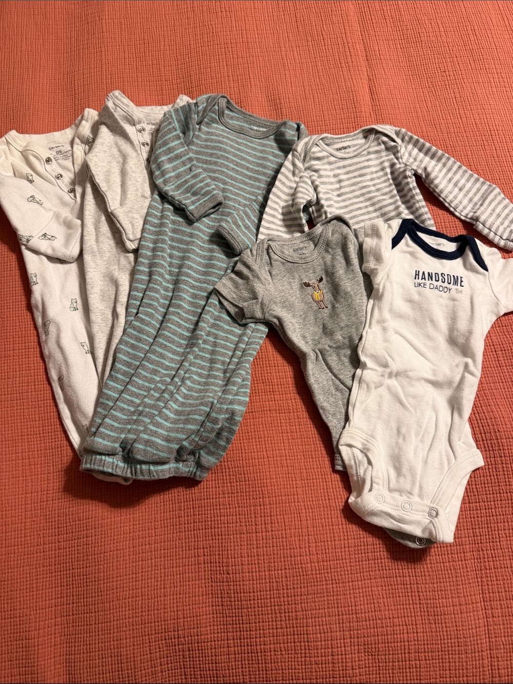 Carter's White, Gray & Blue Baby One-Piece Set
